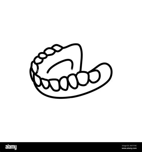 False teeth line icon. Dental prosthetic. Vector illustration Stock ...