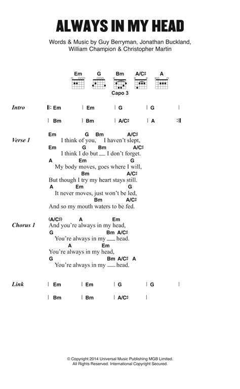 Always In My Head by Coldplay - Guitar Chords/Lyrics - Guitar Instructor