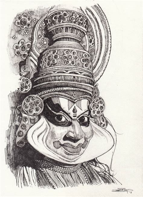 Pencil Yakshagana Face Drawing - bestpencildrawing