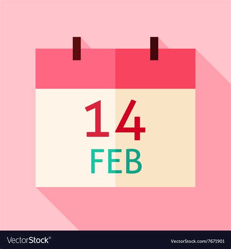 Flat design valentine day calendar date icon Vector Image