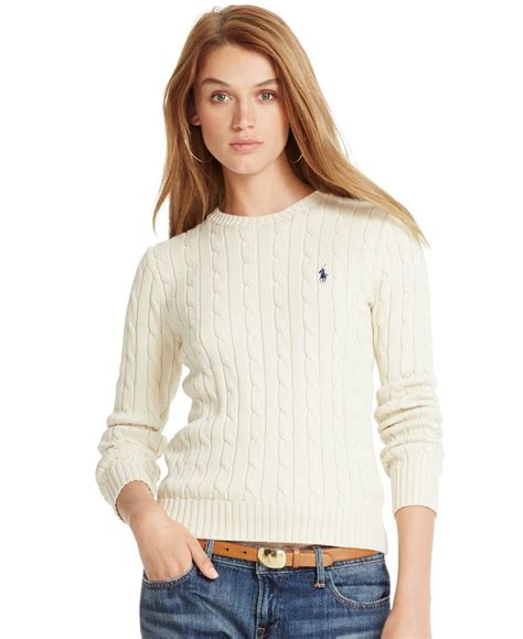 Polo Ralph Lauren Cable-Knit Crew-Neck Sweater - Polo Ralph Lauren - Women - Macy's | Polo ...