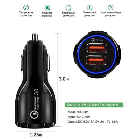 Fast USB Car Charger Adapter With 2 Ports, Black - Sirius Survival