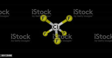 Chlorine Pentafluoride Molecular Structure Isolated On Black Stock ...