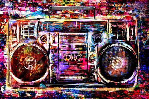 Boombox Art Music art Radio Canvas Stereo Painting | Etsy