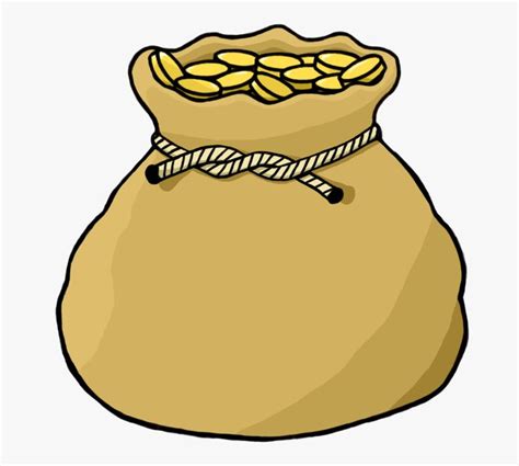 a bag filled with gold coins on top of a white background, clipping out