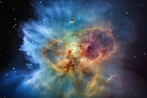 Nebula, with Star Being Born in the Center, Surrounded by Swirling ...