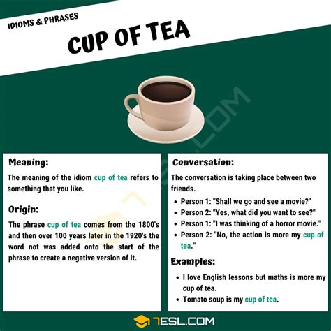 "Cup of Tea" Meaning, Origin and Examples • 7ESL