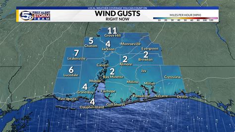 WKRG | Weather Map Room – Current Wind Gusts