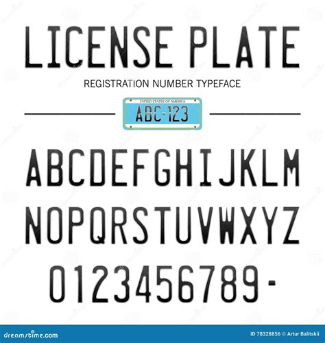 Modern License Plate Font for Registration Numbers, with Sample Design Isolated on Background ...