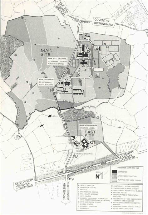 Warwick Campus Map in 1970, showing the construction of the arts ...