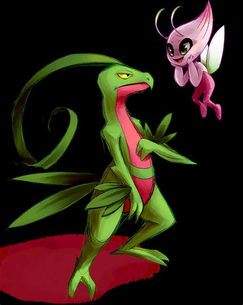 Download Grovyle With Shiny Celebi Wallpaper | Wallpapers.com