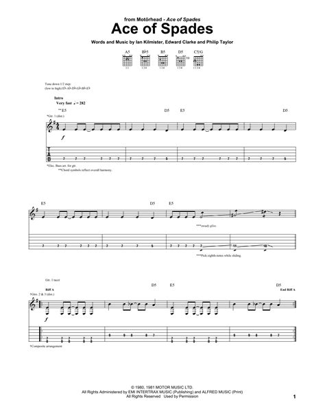 Ace Of Spades by Motorhead - Guitar Tab - Guitar Instructor