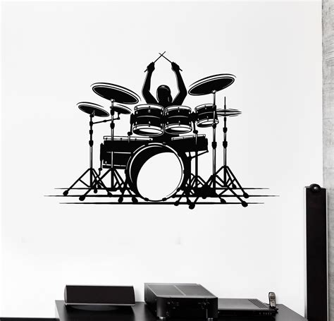 Vinyl Wall Decal Drummer Music Drum Musical Art Rock Pop Stickers Uniq — Wallstickers4you