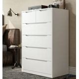 EnHomee White Dresser for Bedroom Wood 6 Drawer Tall Dresser Chest of Drawers with Smooth Metal ...