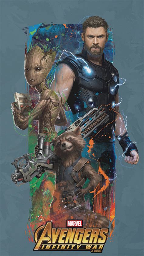 750x1334 Thor Rocket Groot Avengers Infinity War Artwork iPhone 6 ...