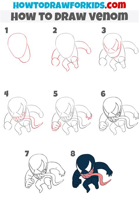 venom Art Drawing Step By Step