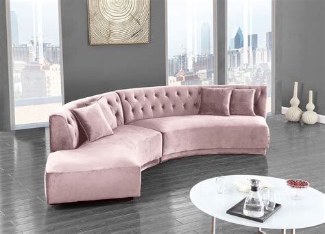 Pink Velvet Sectional Sofa - iron garden decor