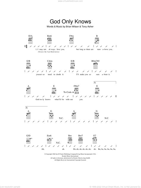 God Only Knows sheet music for ukulele (chords) (PDF) v2