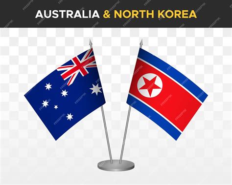 Premium Vector | Australia vs north korea desk flags mockup isolated 3d ...