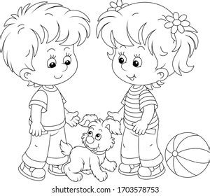 Two Children Talking Clipart Black And White