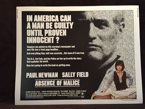 ORIGINAL 1981 ABSENCE OF MALICE Half Sheet Movie Poster 22 x 28 PAUL NEWMAN at Amazon's Sports ...