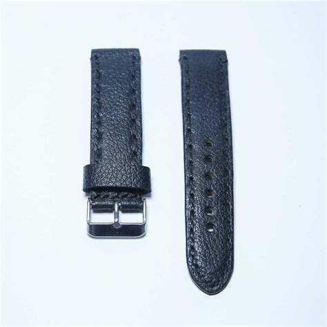 Classic Black 22 mm Buffalo Leather Watch Strap - Nifty Leather