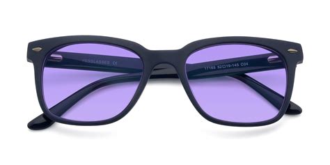 Deep Blue Geek-Chic Square Full-Rim Tinted Sunglasses with Medium ...