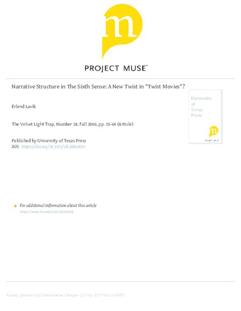 (PDF) Narrative Structure and Twists in The Sixth Sense