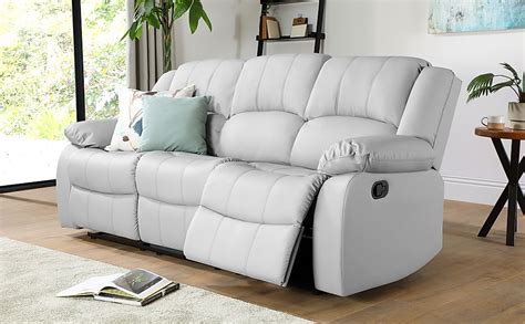 Dakota 3 Seater Recliner Sofa, Light Grey Classic Faux Leather Only £649.99 | Furniture & Choice