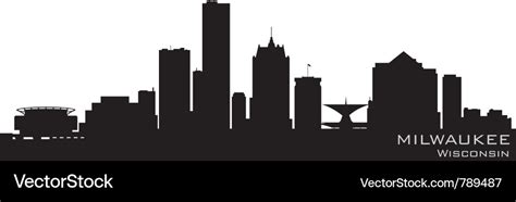 Milwaukee wisconsin skyline detailed silhouette Vector Image