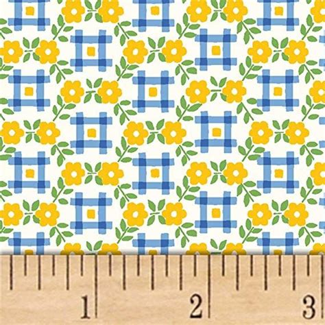 Windham Fabrics Yellow Sugar Sack Gingham Floral Fabric by The Yard ...