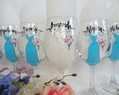 Items similar to THE ORIGINAL Hand Painted Bridesmaid Wine Glasses ...