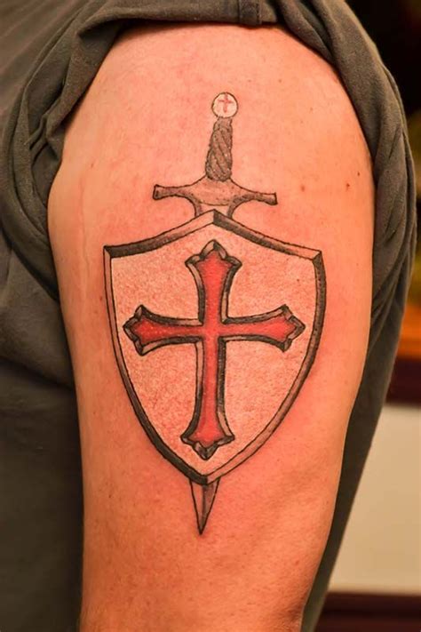 Sword Shield Tattoo by Debi at the Illustrator Tattoo. | Men's Tattoos | Pinterest