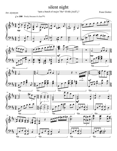 silent night (jazz piano) Sheet music for Piano (Solo) | Musescore.com