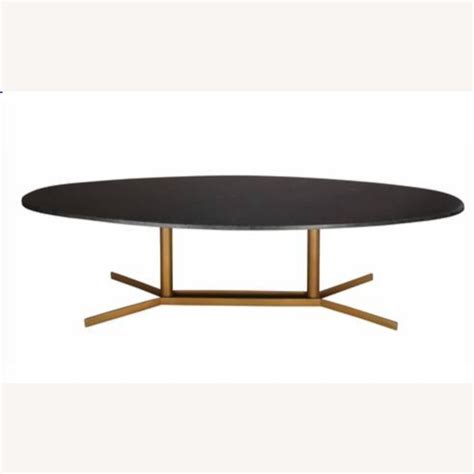 Black Marble Oval Coffee Table - AptDeco