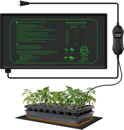 Amazon.com : Seedling Heat Mat with Digital Thermostat, 10" x 20.75" Waterproof Heating Pad for ...