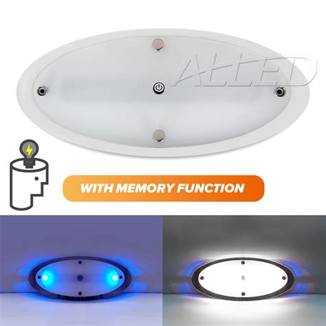 12V Cool White/Blue LED Oval Interior Ceiling Lights Caravan Vehicles RV Switched&Memory ...