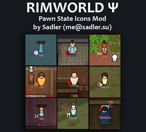 Collage image - Pawn State Icons (Rimworld PSI) mod for RimWorld - ModDB