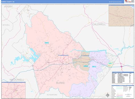 Burke County, NC Wall Map Color Cast Style by MarketMAPS