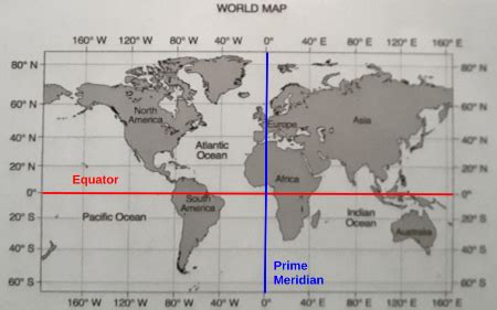 World Map With Equator And Prime Meridian