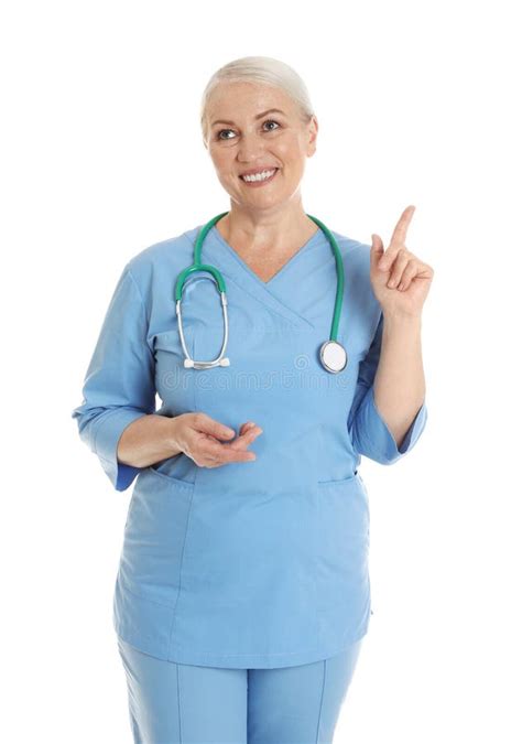 Portrait of Female Doctor in Scrubs Isolated. Medical Staff Stock Image ...