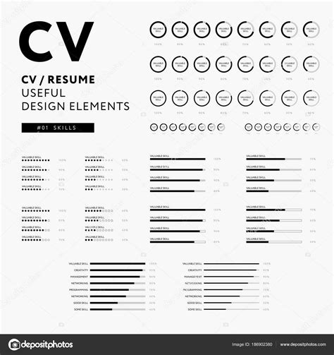 CV Resume design elements set - Skills icons minimal vector - bl Stock Vector Image by ...