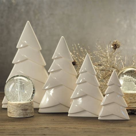 White Ceramic Snow Tree Pine Tree Candle, Christmas Tree Candles ...