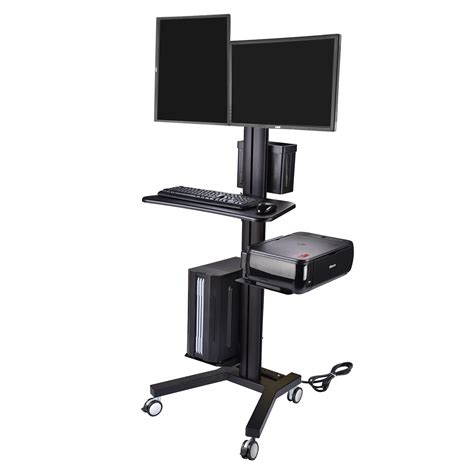 Buy AW Rolling PC Cart Mobile Computer Standing Workstation Moving Desktop Desk Cart with ...