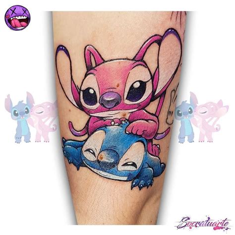 stitch and angel tattoos - peanutswoodstockiphonewallpaper