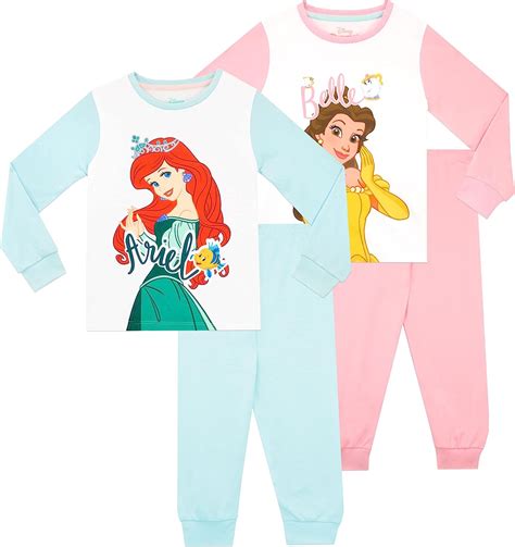 Disney Ariel and Belle Girl's Pyjamas Set of 2 : Amazon.com.be: Fashion