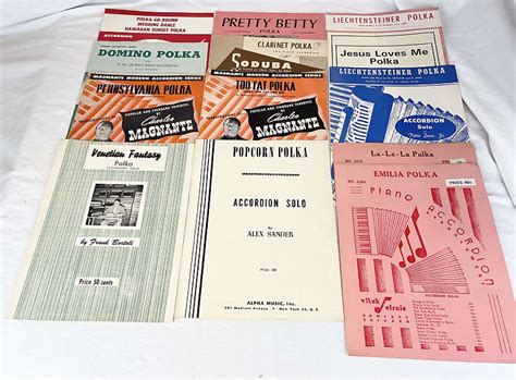 Lot of 13 Used Piano Accordion Sheets - Polkas - Pennsylvania | Reverb