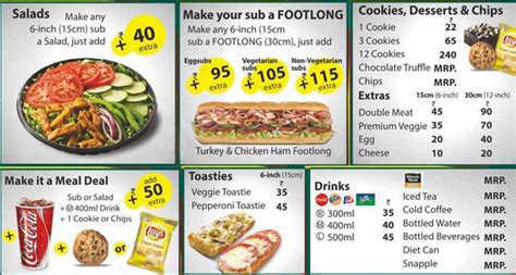 Menu of Subway | Subway Menu, India Mall, New Friends Colony- EazyDiner