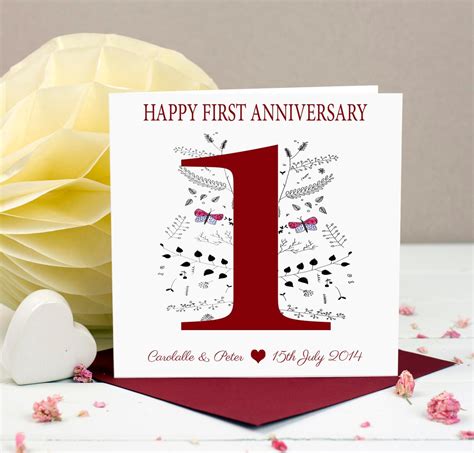 1st Anniversary Card First Anniversary Card Personalized | Etsy