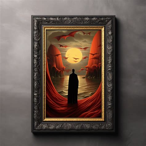 Dracula Art Print, Surreal Fantasy Poster, Vampire Picture, Gothic Whimsical Artwork, Dark ...